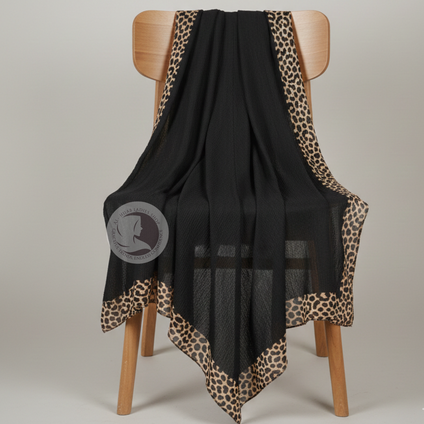 Crinkle Georgette Hijab with Printed Borders – Lightweight Elegant Modest Scarf/Hijab