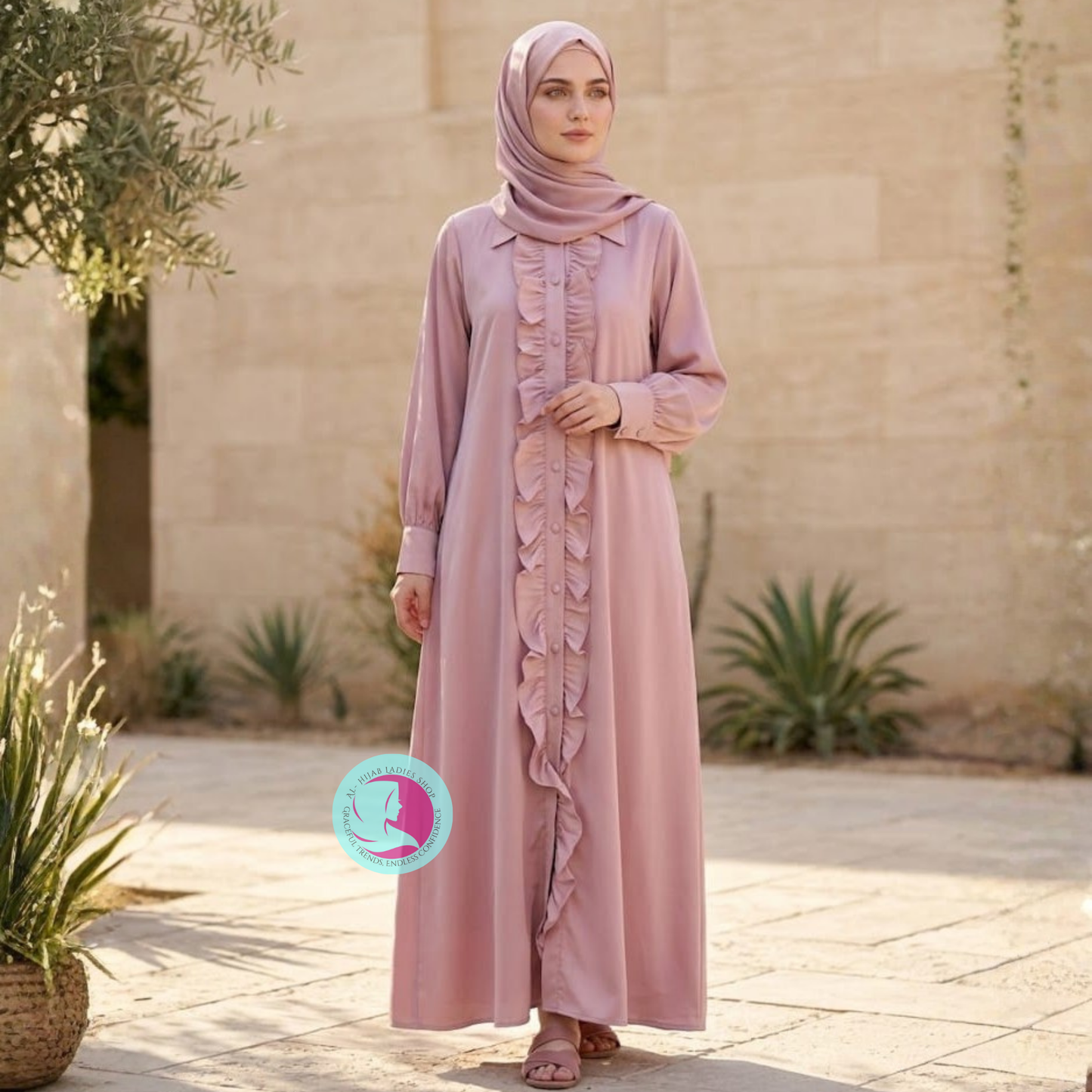 Romantic Nida Frill Abaya | Soft & Elegant Modest Wear