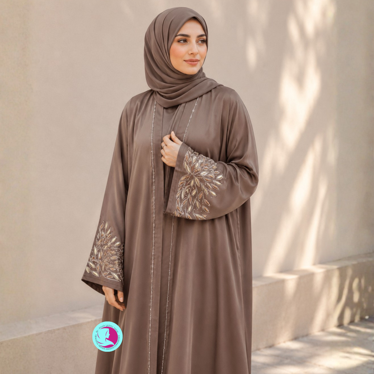 Romantic Nida Abaya | Embroidered & Sequin Work Abaya