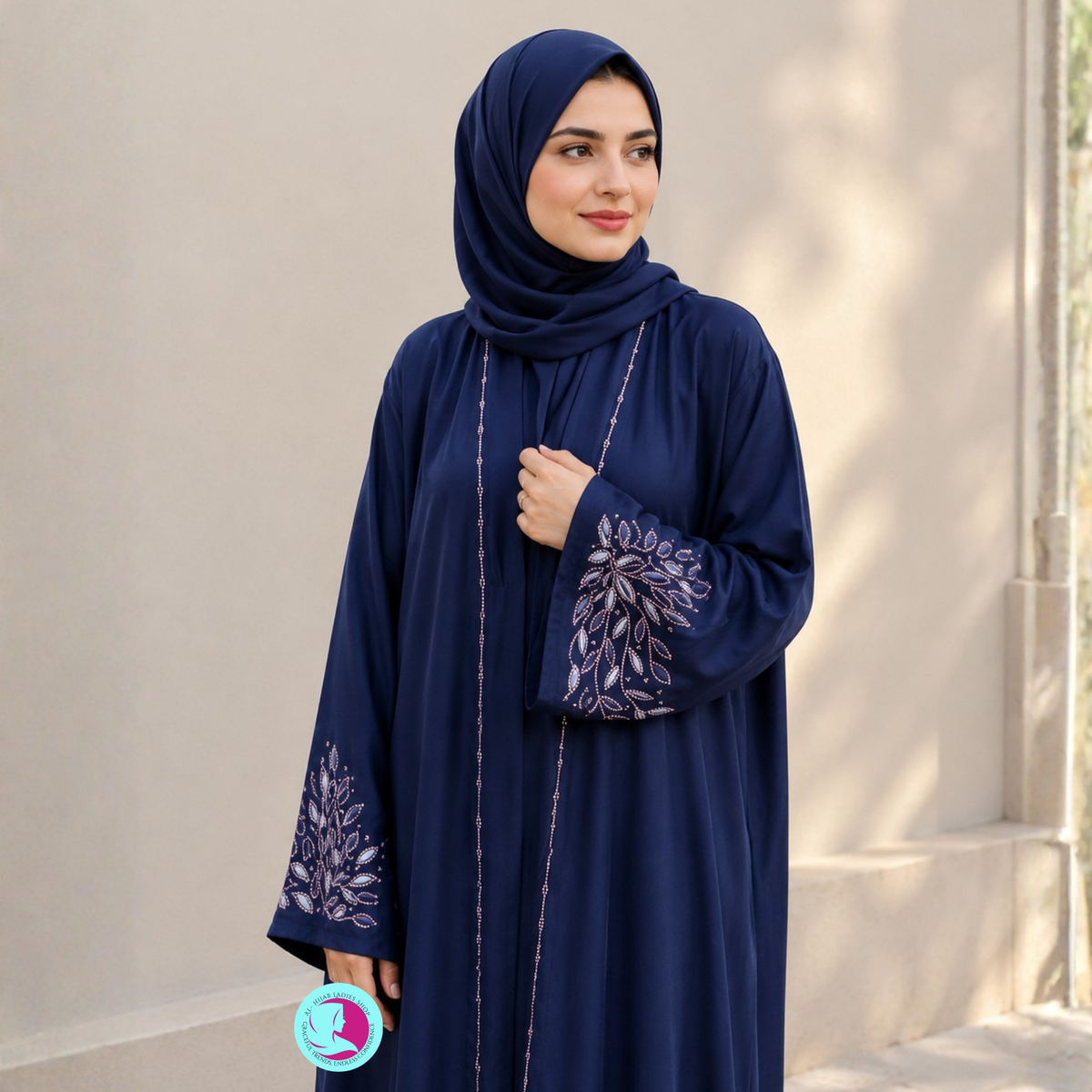 Romantic Nida Abaya | Embroidered & Sequin Work Abaya