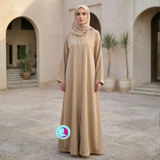 Front Open Moss Georgette Abaya | Elegant Modest Wear
