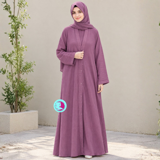Front Open Abaya in Crush Fabric | Modest Wear for Women