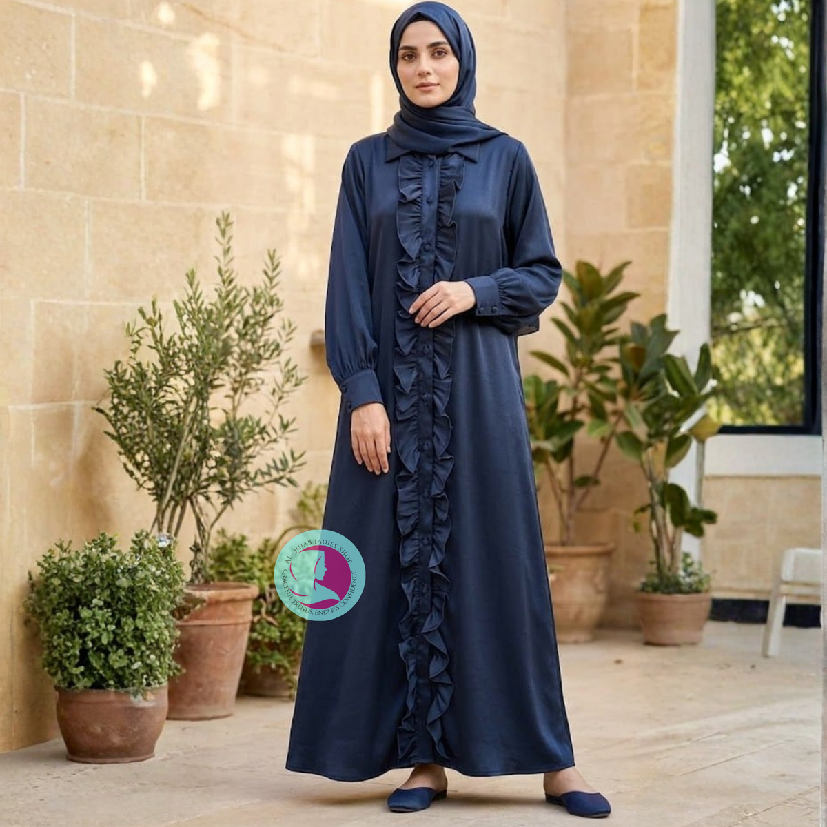 Romantic Nida Frill Abaya | Soft & Elegant Modest Wear