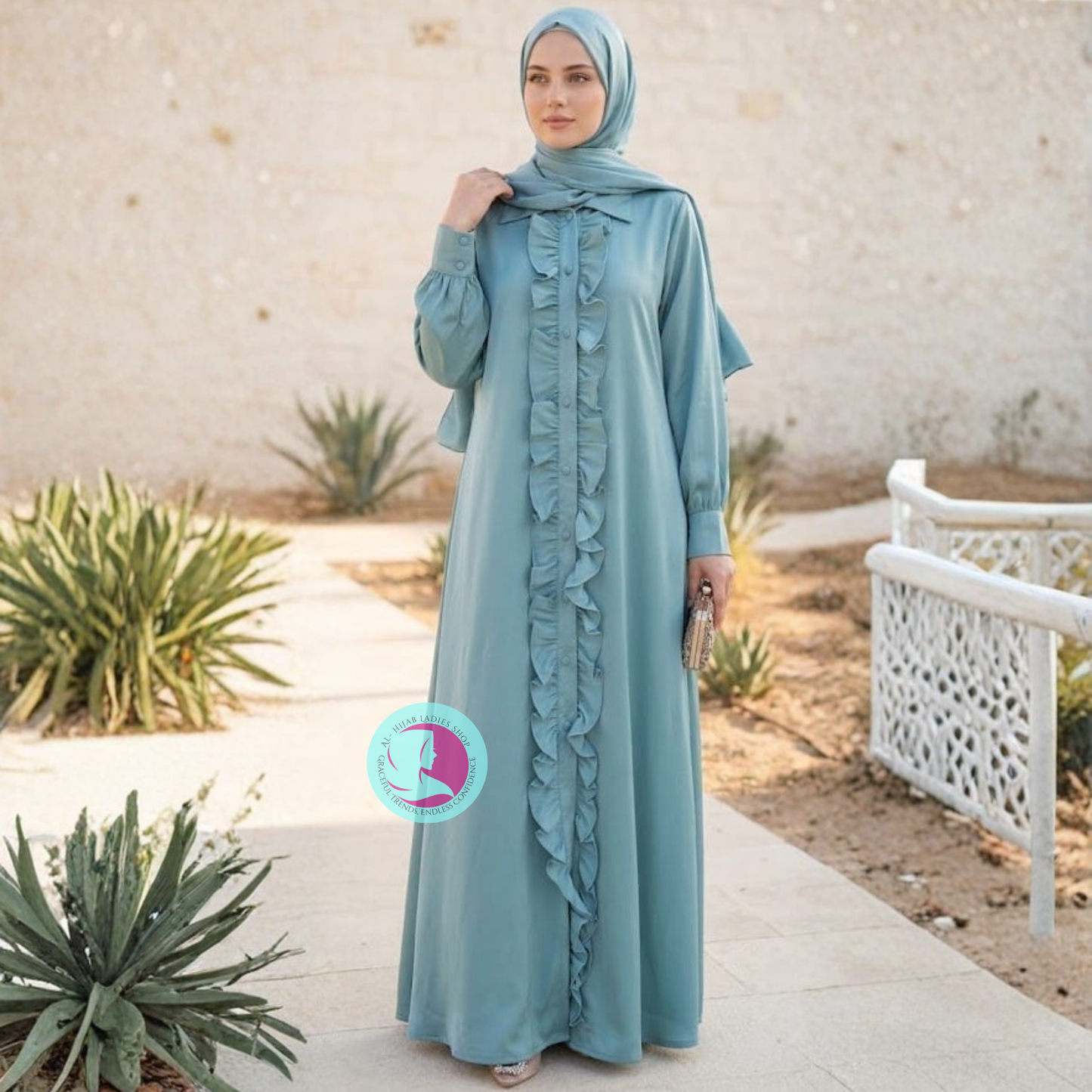 Romantic Nida Frill Abaya | Soft & Elegant Modest Wear