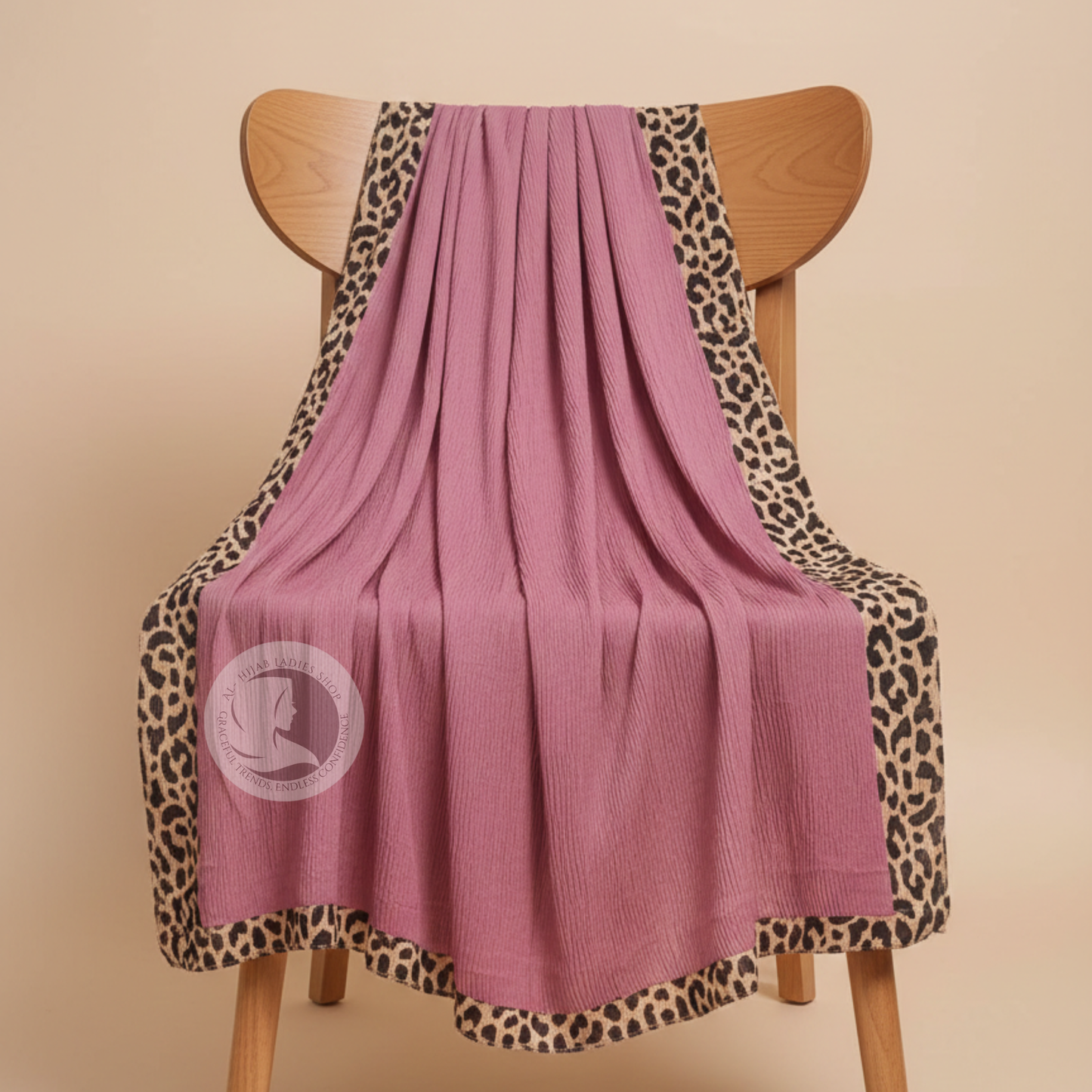 Crinkle Georgette Hijab with Printed Borders – Lightweight Elegant Modest Scarf/Hijab
