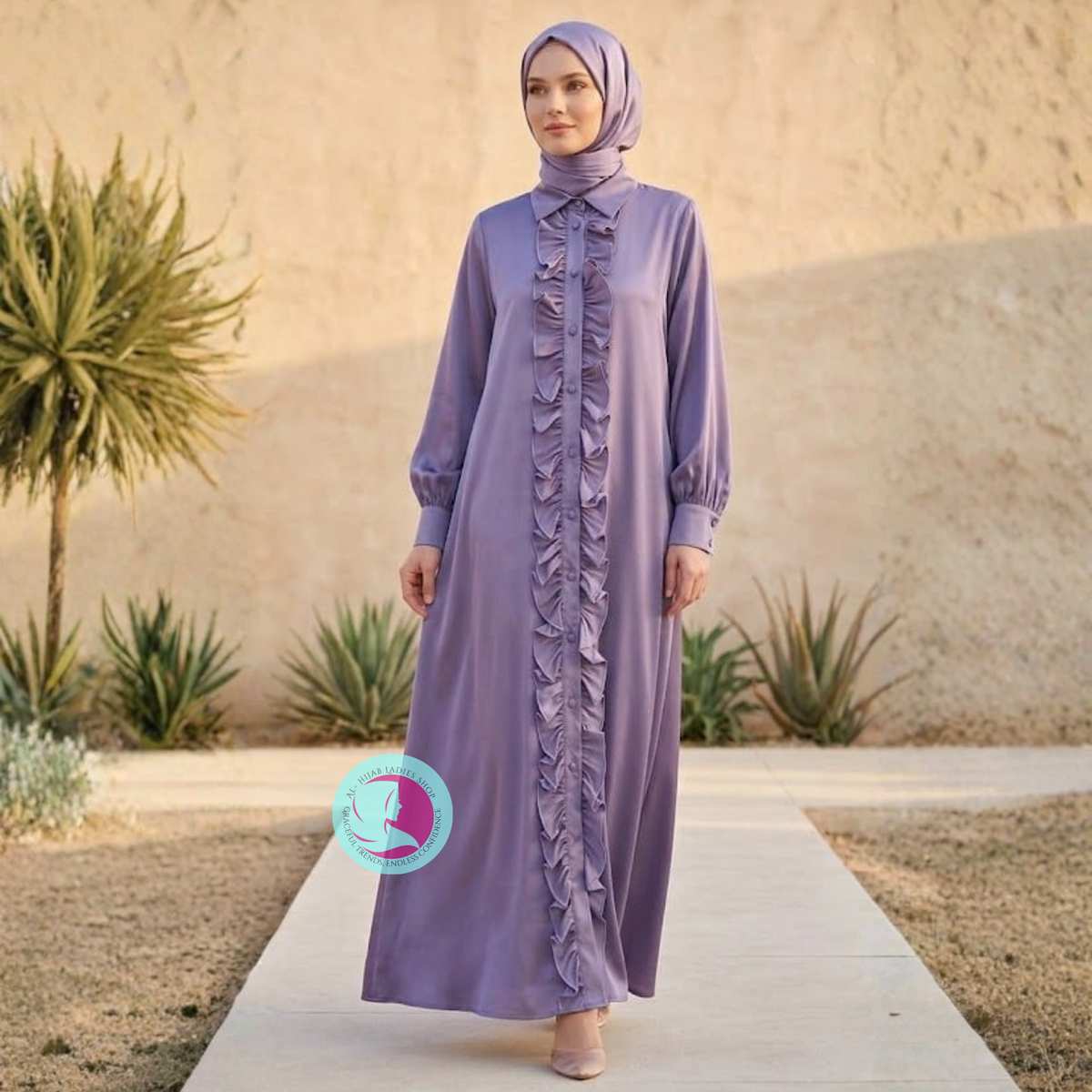 Romantic Nida Frill Abaya | Soft & Elegant Modest Wear