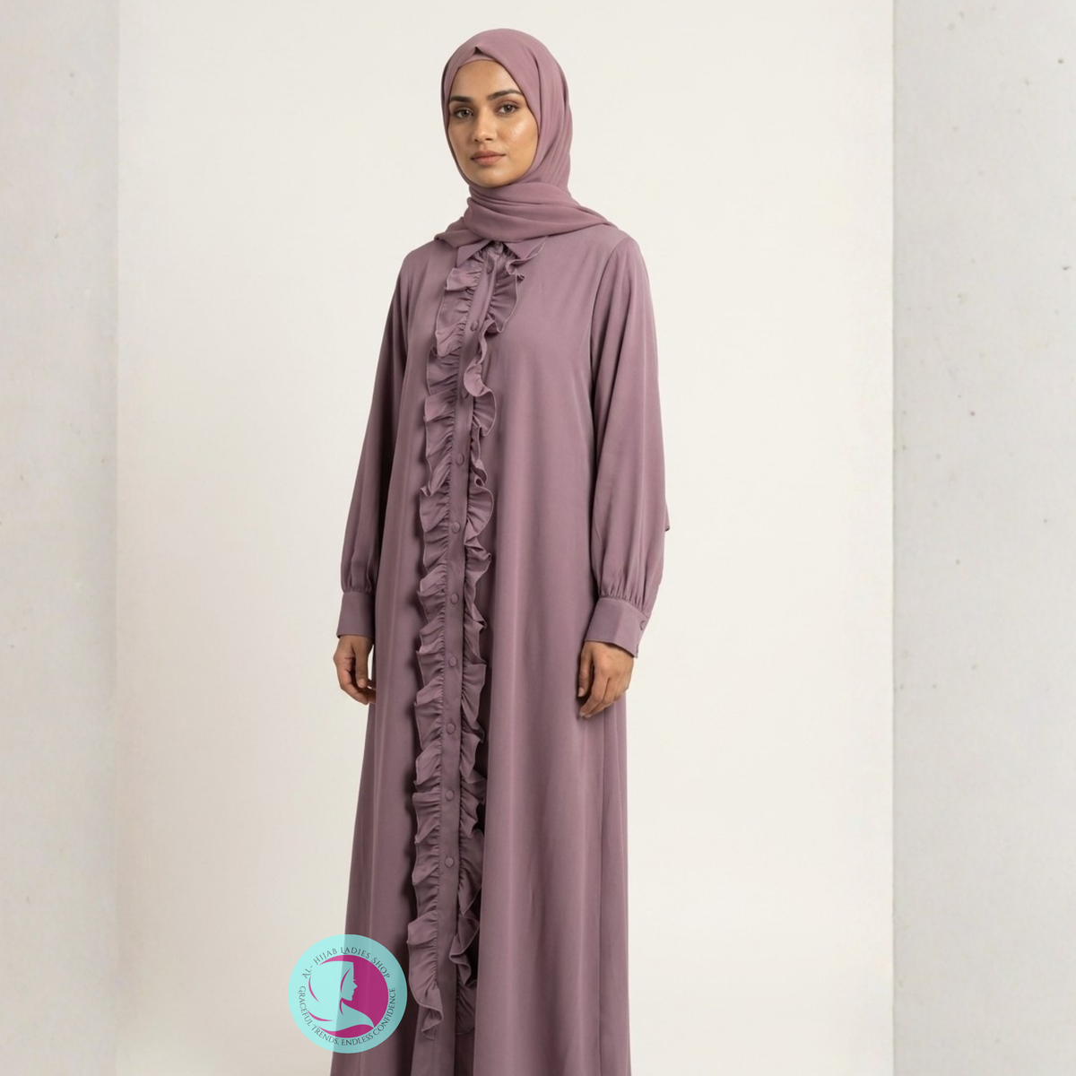 Romantic Nida Frill Abaya | Soft & Elegant Modest Wear