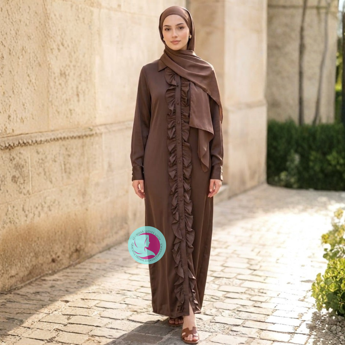 Romantic Nida Frill Abaya | Soft & Elegant Modest Wear
