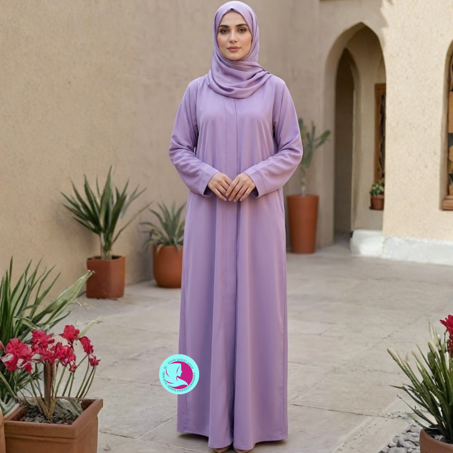 Front Open Moss Georgette Abaya | Elegant Modest Wear