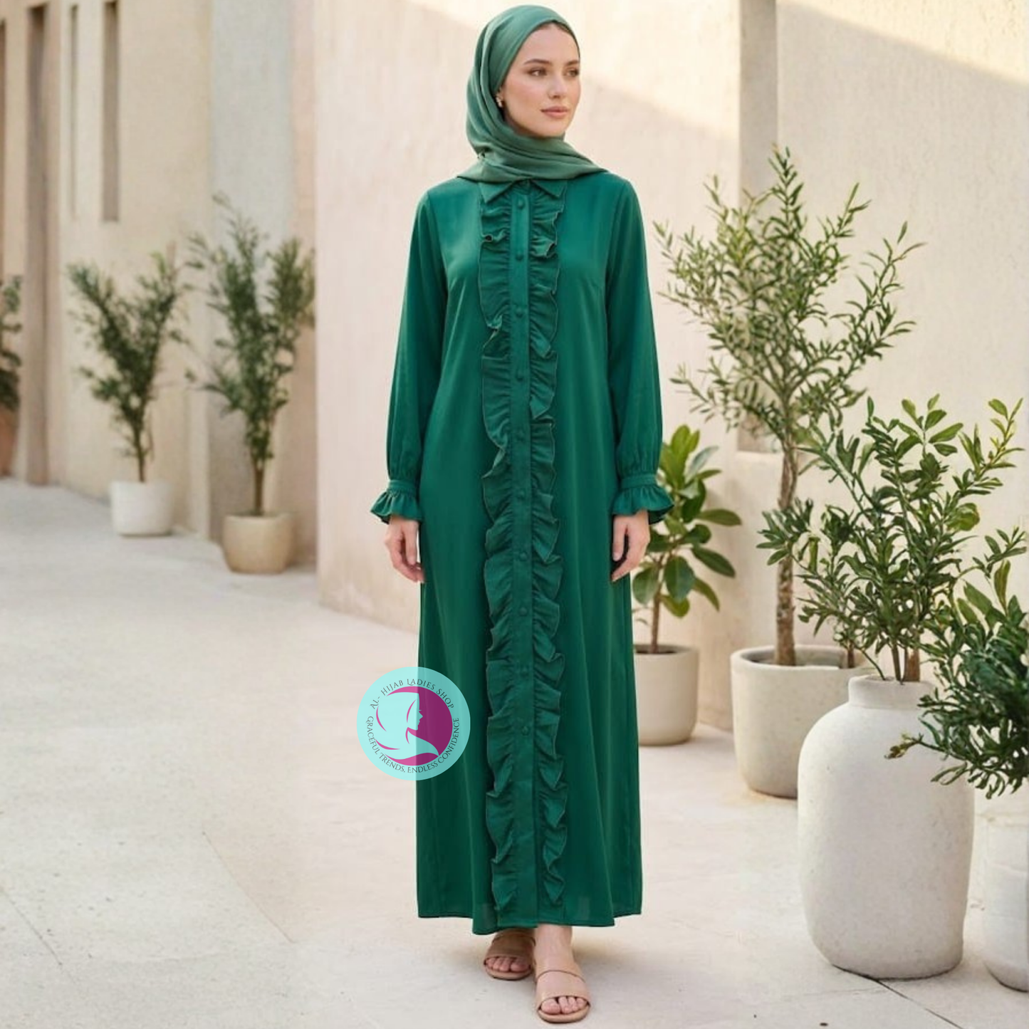 Romantic Nida Frill Abaya | Soft & Elegant Modest Wear